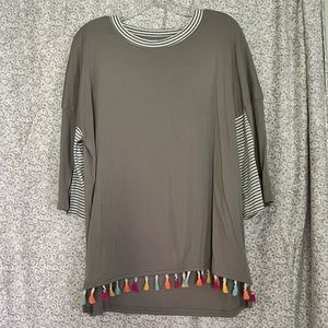 Grey Top with Neon Tassels